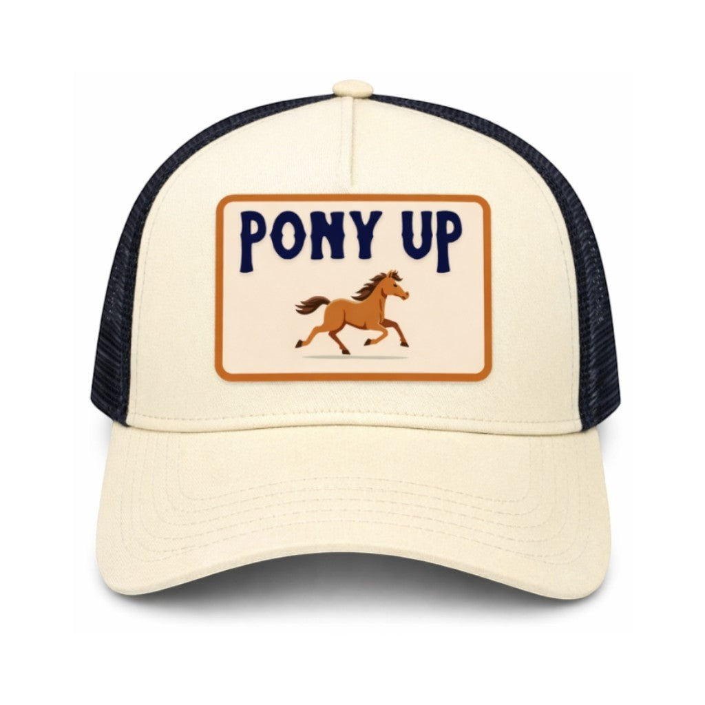 Pony Up Trucker Hat - Cream & Navy
